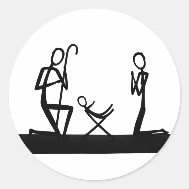 Pegatina Redonda Navidades cuna (Anverso)