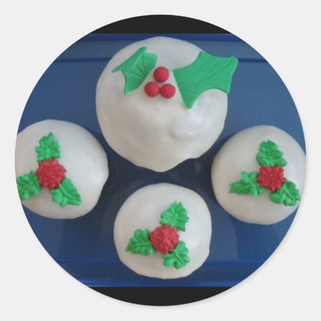 Pegatina Redonda Navidades Cupcakes (Anverso)