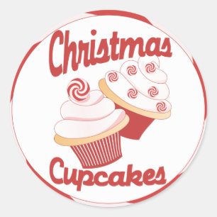 Pegatina Redonda Navidades Cupcakes
