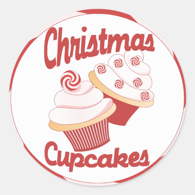 Pegatina Redonda Navidades Cupcakes (Anverso)