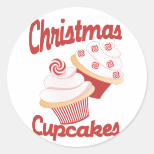 Pegatina Redonda Navidades Cupcakes