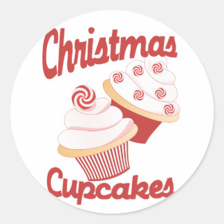 Pegatina Redonda Navidades Cupcakes