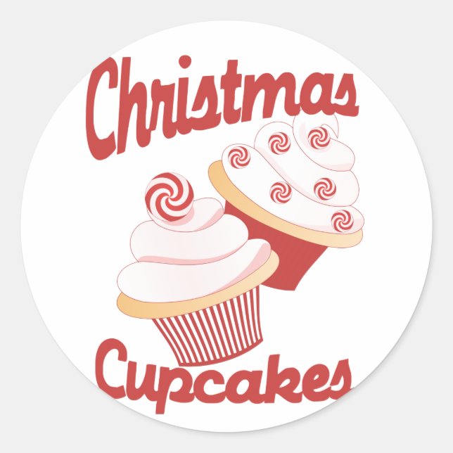 Pegatina Redonda Navidades Cupcakes (Anverso)