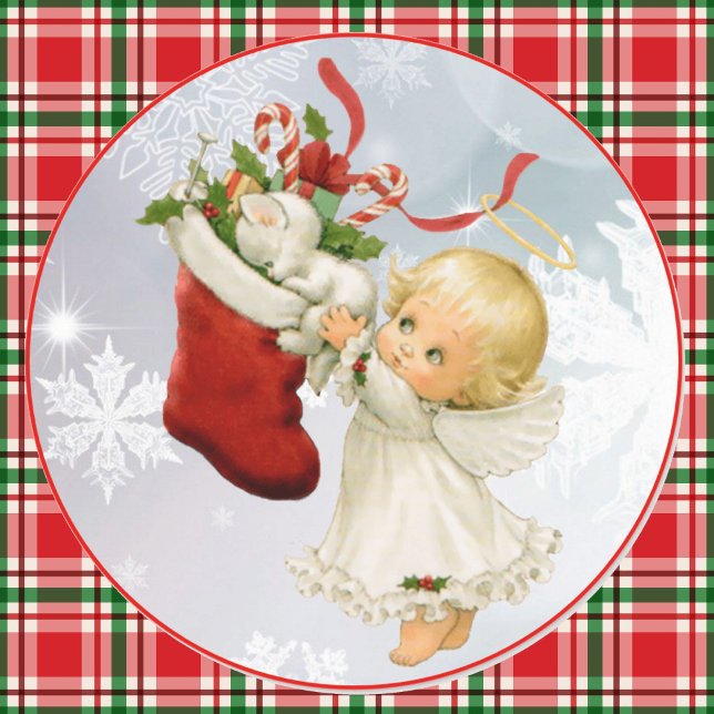 Pegatina Redonda Navidades Cute Angel & Kitty Card Envelope Pegatin (Subido por el creador)