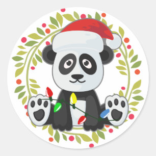 Pegatina Redonda Navidades Cute Baby Panda