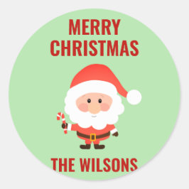 Pegatina Redonda Navidades Cute Personalizado Santa Family