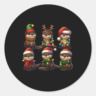 Pegatina Redonda Navidades Cutter Pajama Cute Xmas Luces Anima