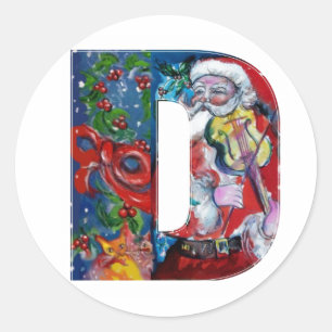 PEGATINA REDONDA NAVIDADES D CARTA / SANTA CON MONOGRAMA VIOLÍN