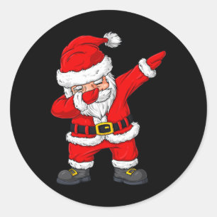 Pegatina Redonda Navidades Dabbing Santa Claus Niños Chicas Niños N