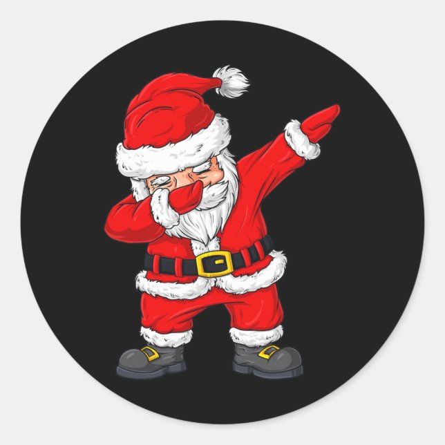 Pegatina Redonda Navidades Dabbing Santa Claus Niños Chicas Niños N (Anverso)