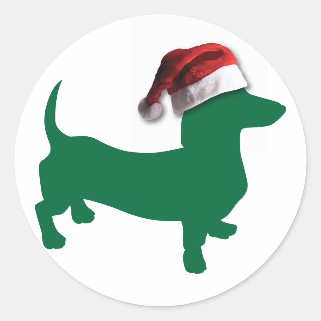 Pegatina Redonda Navidades Dachshund (Anverso)