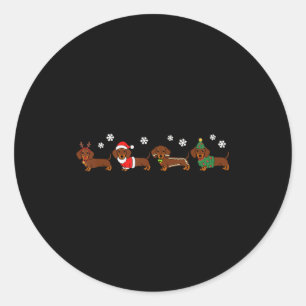 Pegatina Redonda Navidades Dachshund Santa Hat Perro Perro Perro am