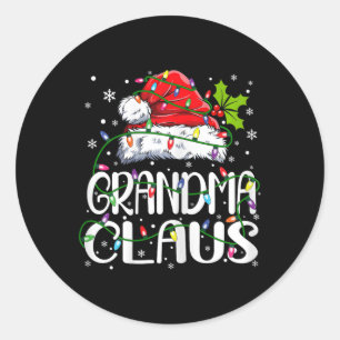 Pegatina Redonda Navidades De Abuela Claus Encenden Partido Familia