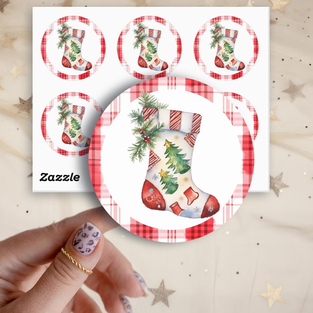 Pegatina Redonda Navidades de acuarela agarrados con plástico (Subido por el creador)