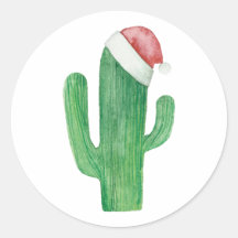 Navidades de acuarela cactus. Cactus de Santa Clau