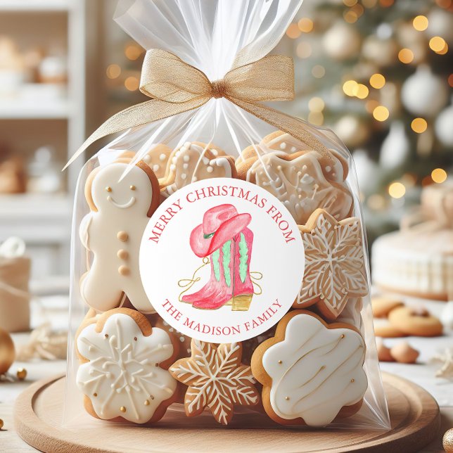 Pegatina Redonda Navidades de acuarela Cowboy Boots Dirección de de (Subido por el creador)