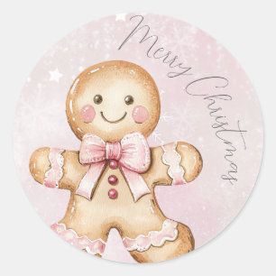 Pegatina Redonda navidades de acuarela cumpleaños Gingerbread