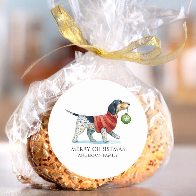 Pegatina Redonda Navidades de acuarela de perros modernos (Subido por el creador)