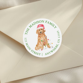 Pegatina Redonda Navidades de acuarela Dirección de devolución de p