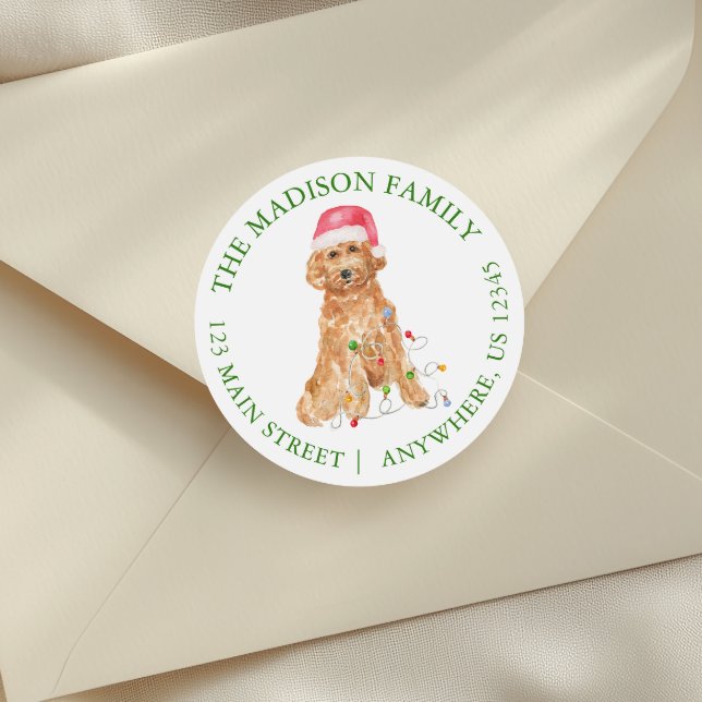 Pegatina Redonda Navidades de acuarela Dirección de devolución de p (Subido por el creador)