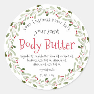 Pegatina Redonda navidades de acuarela manteca corporal