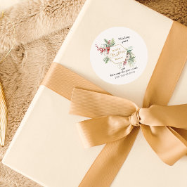 Pegatina Redonda Navidades de acuarela Nombre personalizado botánic