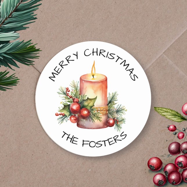 Pegatina Redonda Navidades de acuarela personalizada (Subido por el creador)