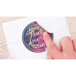 Pegatina Redonda Navidades de Alegría por la Paz y Amo Feliz Año Nu