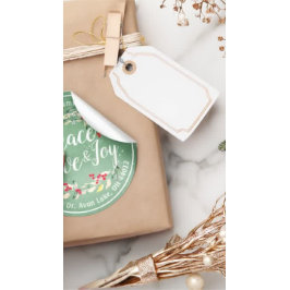 Pegatina Redonda Navidades de Alegría por la Paz y Amo Feliz Año Nu