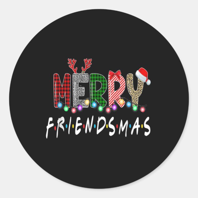 Pegatina Redonda Navidades de Amigos de Feliz Amistad coincidiendo  (Anverso)