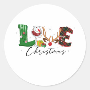 Pegatina Redonda Navidades de amor de regalo de Navidad