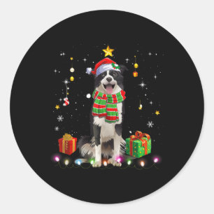 Pegatina Redonda Navidades de árbol de perro de color de borde suét