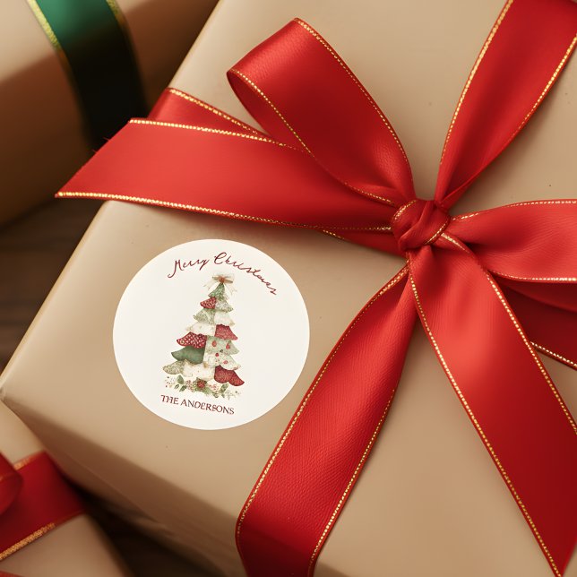 Pegatina Redonda Navidades de árboles de Navidad en mosaico (Subido por el creador)