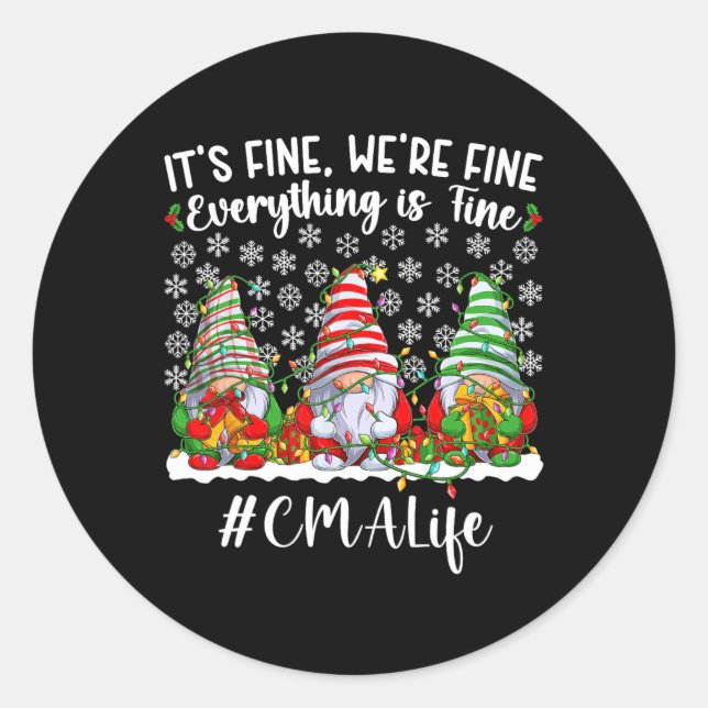 Pegatina Redonda Navidades de Asistente Médico con Certificación de (Anverso)