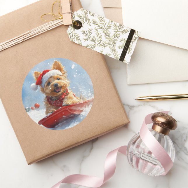 Pegatina Redonda Navidades de Australia aterrorizados por dejar que (Regalar)