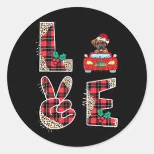 Pegatina Redonda Navidades de autos rojos de Love Dog Boxer