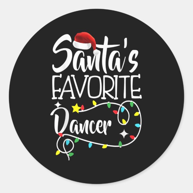 Pegatina Redonda Navidades de bailarina favorita de Santa Gif encie (Anverso)