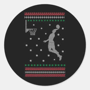 Pegatina Redonda navidades de baile de baloncesto de baile genial