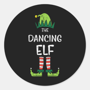 Pegatina Redonda Navidades de baile de Elf Xmas Pjs en pareja Pajam