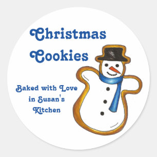 Pegatina Redonda Navidades de Baked Bake Love Cookie Snowman Winter
