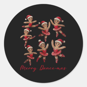 Pegatina Redonda Navidades de ballet de bailarinas Gingerbread