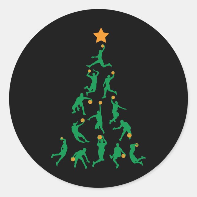 Pegatina Redonda Navidades de baloncesto (Anverso)