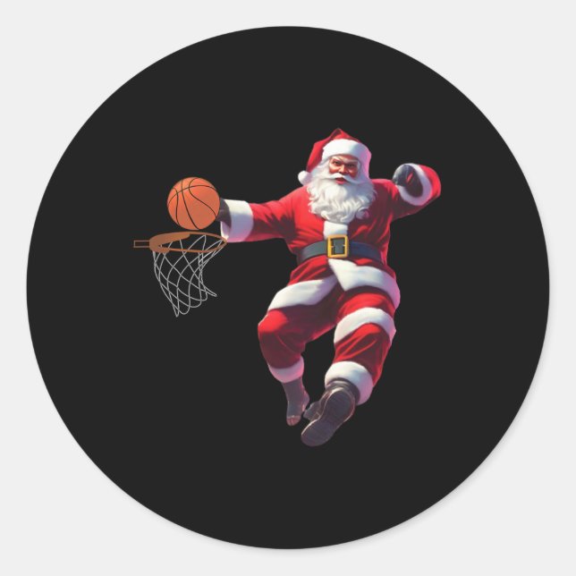 Pegatina Redonda Navidades de baloncesto de Santa Elena (Anverso)