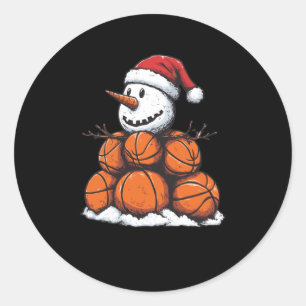 Pegatina Redonda Navidades De Baloncesto Del Mvp Snowman