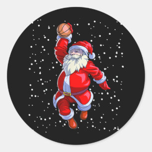 Pegatina Redonda Navidades de baloncesto hombres camisetas niños ba
