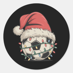 Pegatina Redonda Navidades de baloncesto Santa Hat Xmas Sports