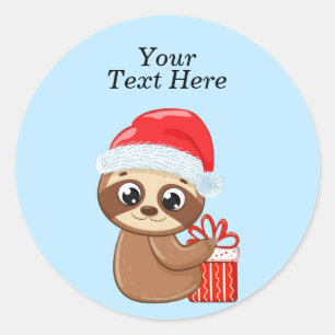 Pegatina Redonda Navidades De Bebé Con Llave De Regalo Clásico
