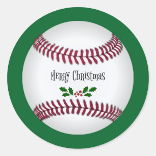Pegatina Redonda Navidades de béisbol