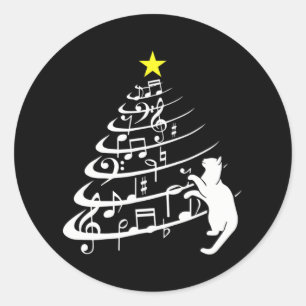 Pegatina Redonda Navidades de Black Cat Music Note