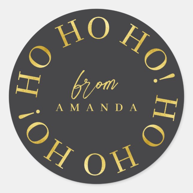 Pegatina Redonda Navidades de Black Gold Ho Ho Ho ID1009 (Anverso)